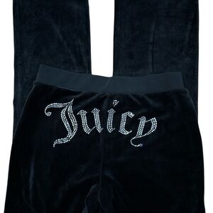 Juicy Couture Women’s Bling Velour Black Pants Size Small”Juciy” Butt Y2K Hip